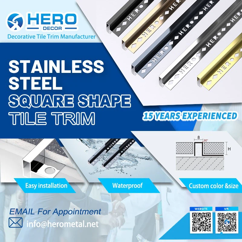 Square Corner Tile Trim - Premium Stainless Steel Edge Protection for Precise Finishes Square Corner Tile Trim - Premium Stainless Steel Edge Protection for Precise Finishes