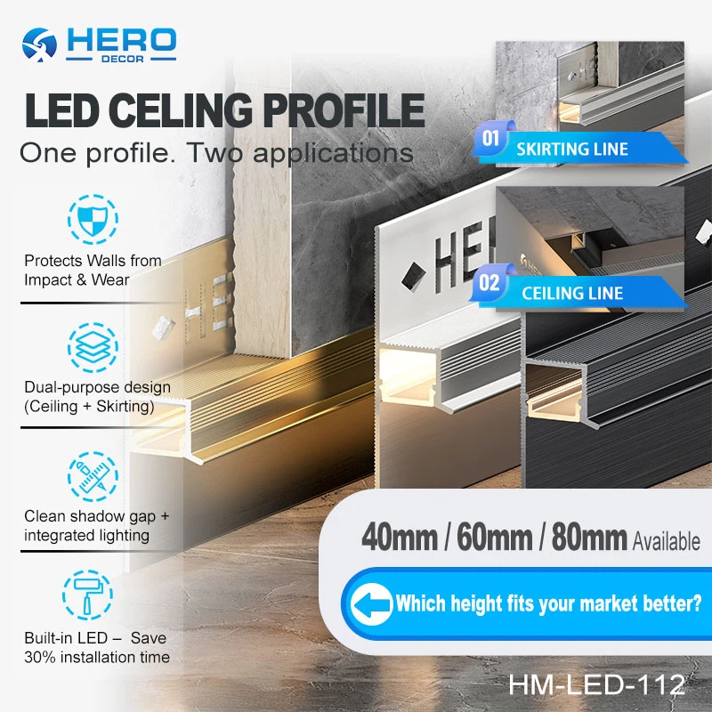 HM-LED-112 LED Shadow Gap Ceiling Profiles Performance HM-LED-112 LED Shadow Gap Ceiling Profiles Performance